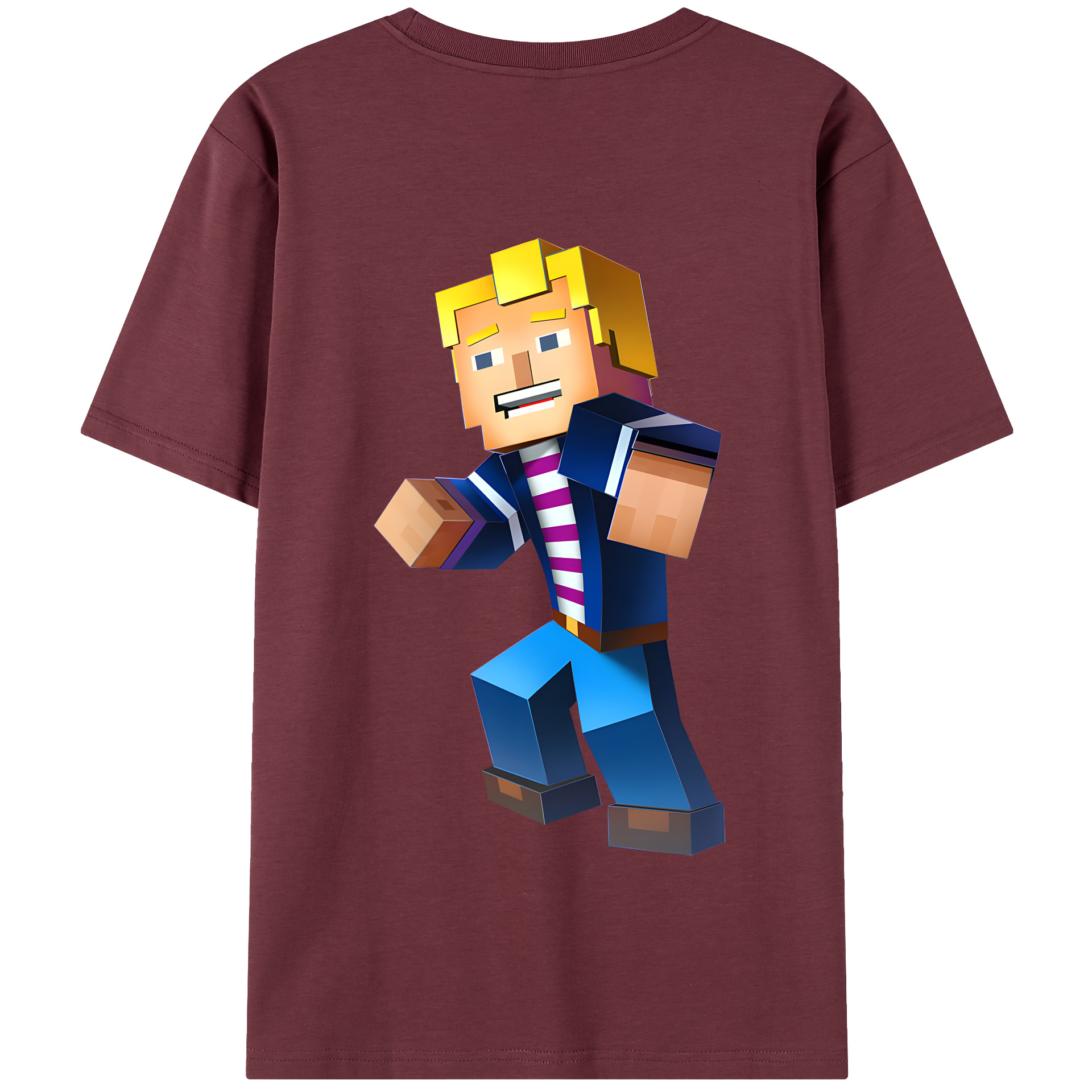 （画像用） マインクラフト ブロックの世界 Minecraft MC Block world 綿100％半袖Tシャツ（背面プリント）